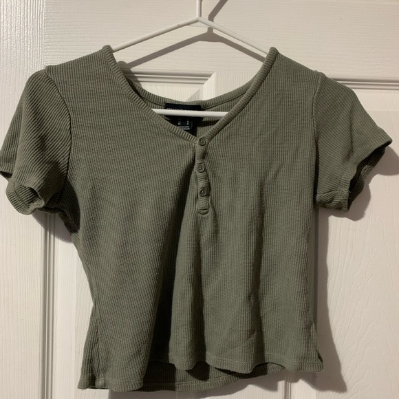 Streetwear Society Tops - Streetwear Society Waffle Knit Henley Tee – Olive Green